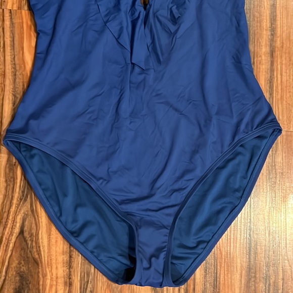Bleu Rod Beattie Ruffle Latice Plunge One Piece - Picture 5 of 13
